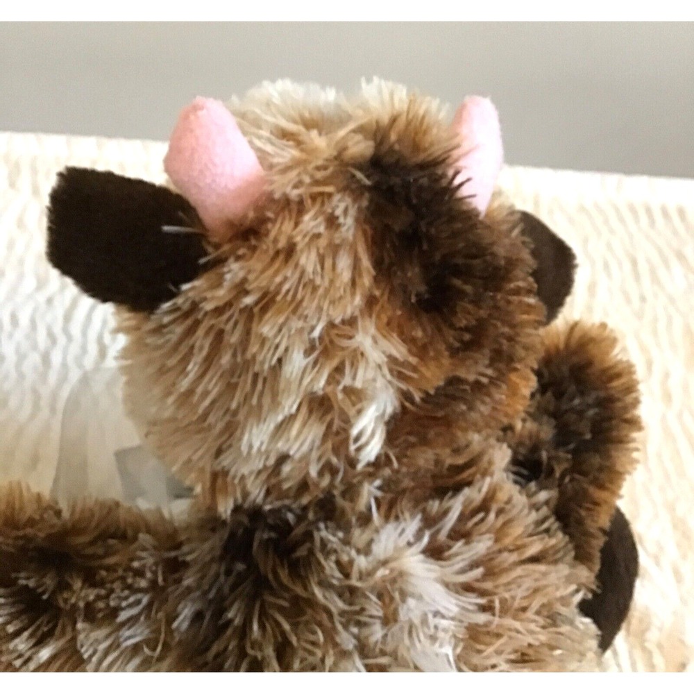 Brown Cow Baby Bull Plush w/Horns Sitting Laying Floppy Fluffy Stuffed Animal - Picture 4 of 8